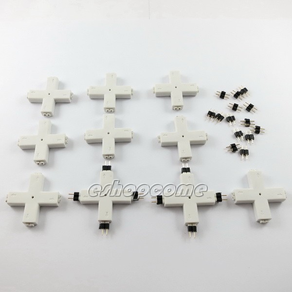 Connector 2Pins 4Way "+" Shape For LED Strip 5050/3528 VLA19